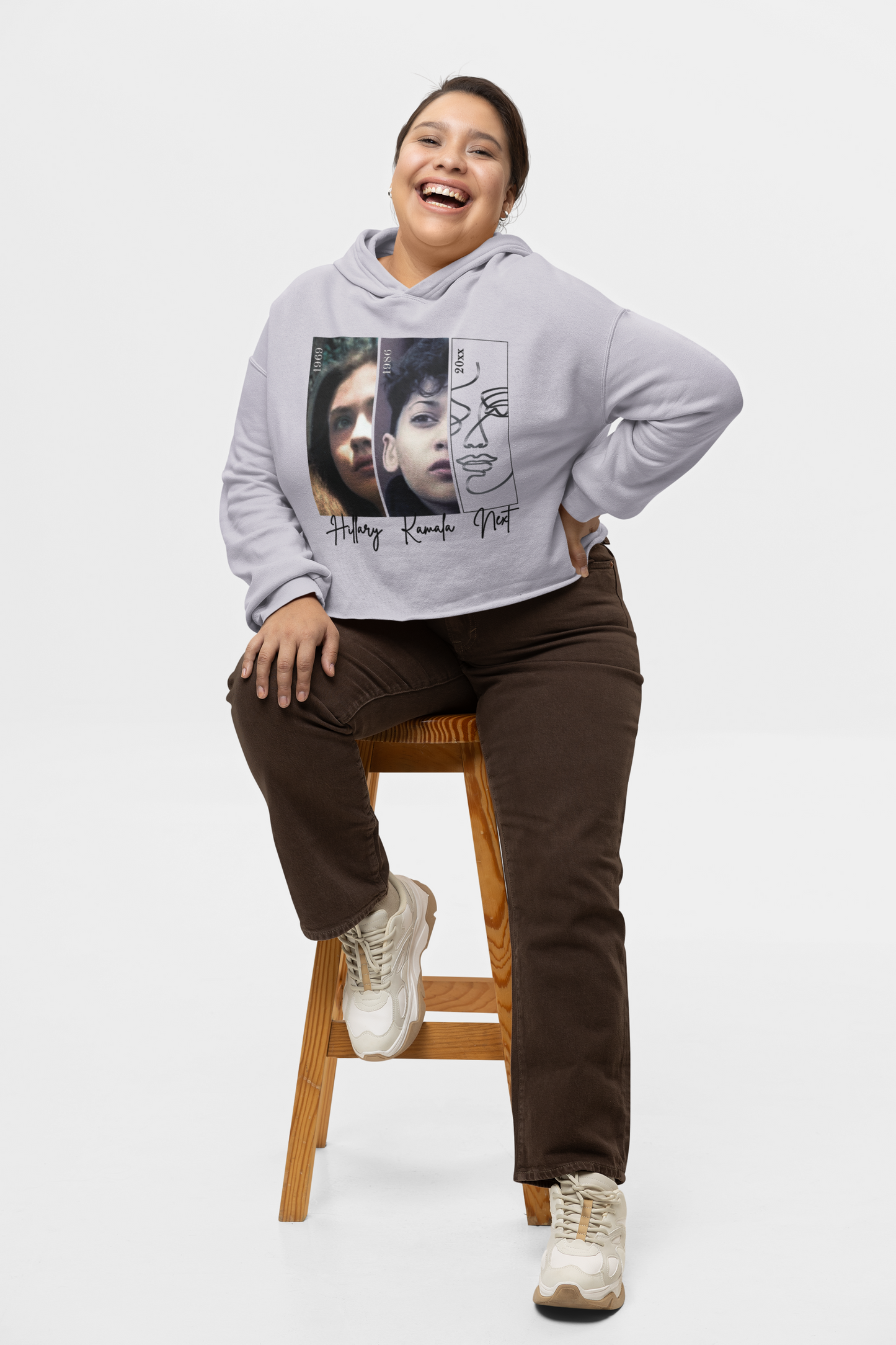 Future Forward: Hillary+Kamala+Next - Crop Hoodie (Inclusive Size Offerings)